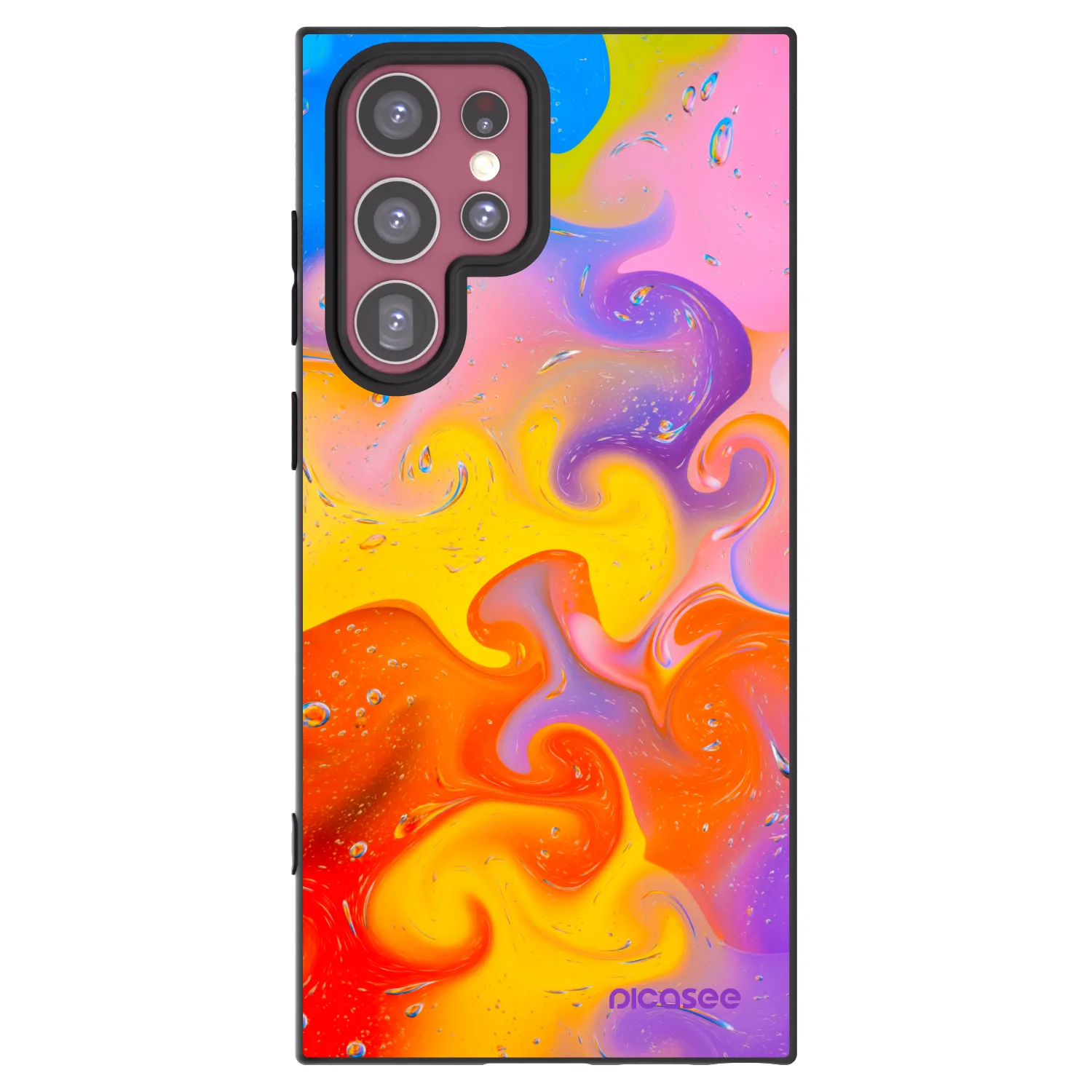Picasee Μαύρη θήκη σιλικόνης για Samsung Galaxy S22 Ultra 5G - Bubbles