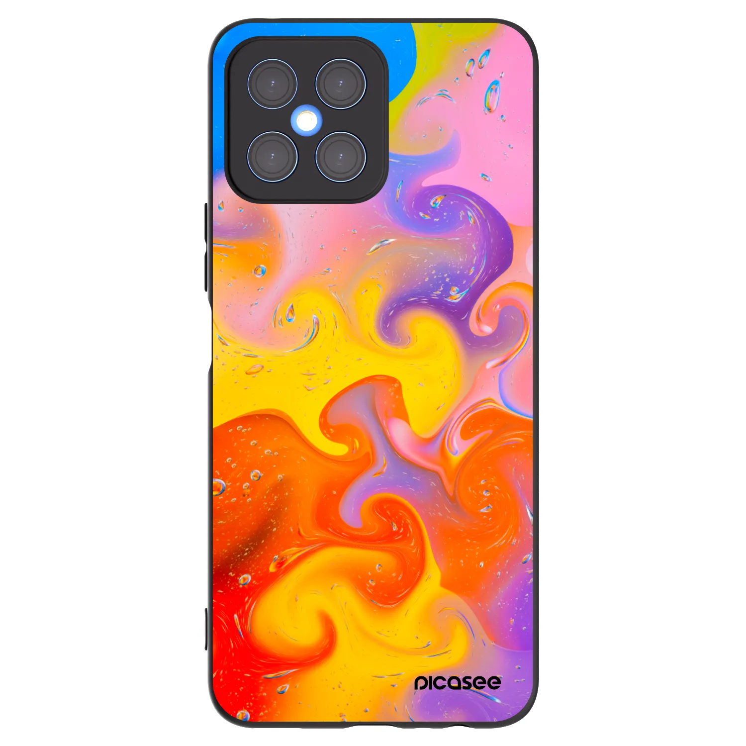 Picasee Μαύρη θήκη σιλικόνης για Honor X8 4G - Bubbles
