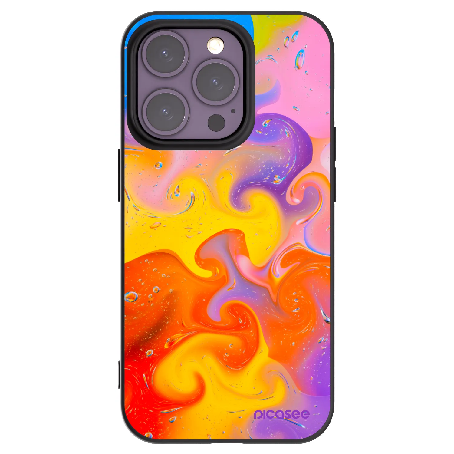 Picasee Μαύρη θήκη σιλικόνης για Apple iPhone 14 Pro - Bubbles