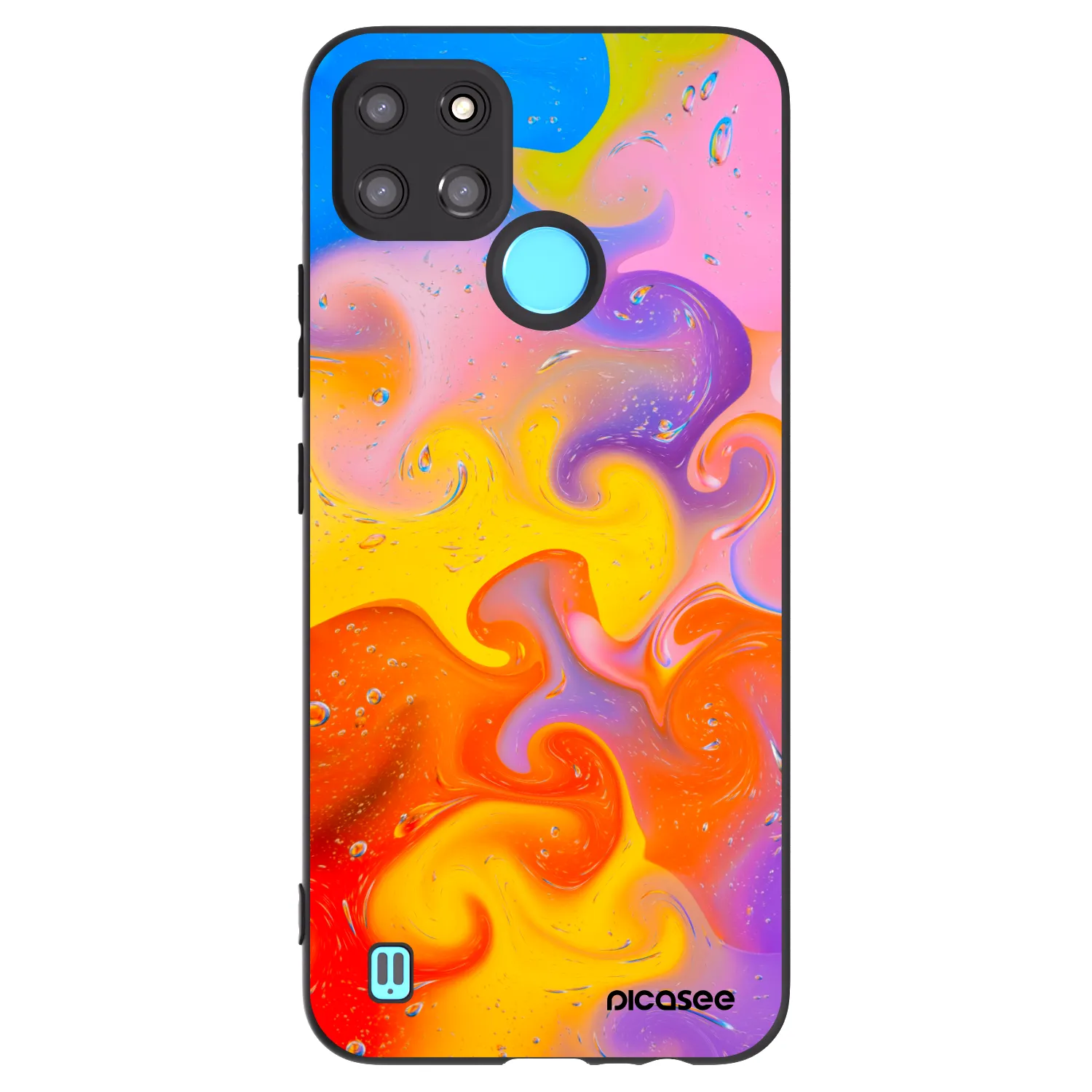 Picasee Μαύρη θήκη σιλικόνης για Realme C21Y - Bubbles
