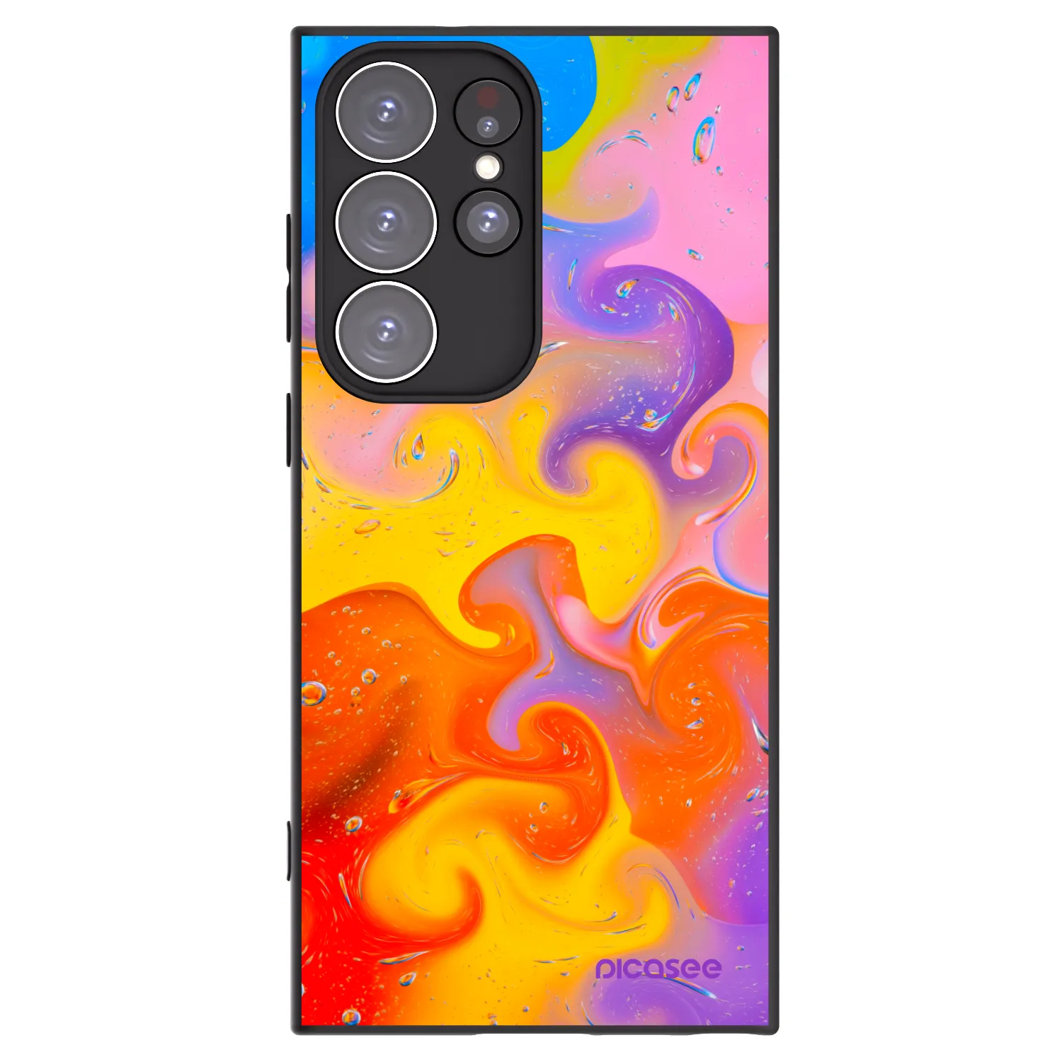 Picasee Μαύρη θήκη σιλικόνης για Samsung Galaxy S23 Ultra 5G - Bubbles