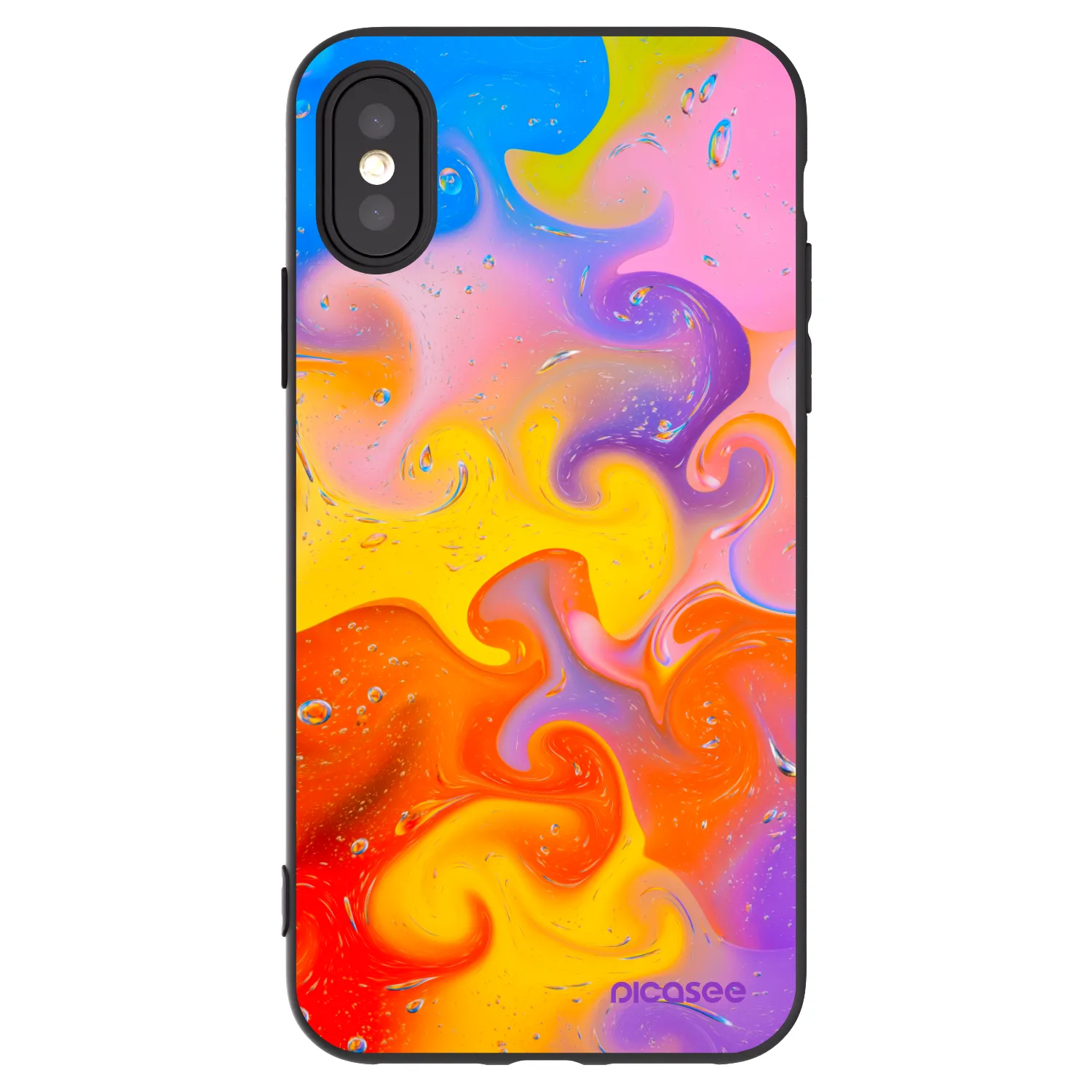 Picasee Μαύρη θήκη σιλικόνης για Apple iPhone X/XS - Bubbles