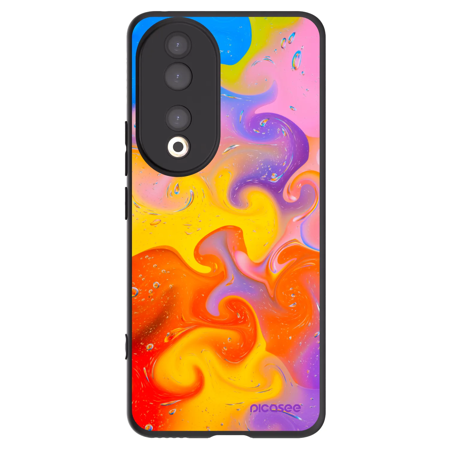 Picasee Μαύρη θήκη σιλικόνης για Honor 90 5G - Bubbles