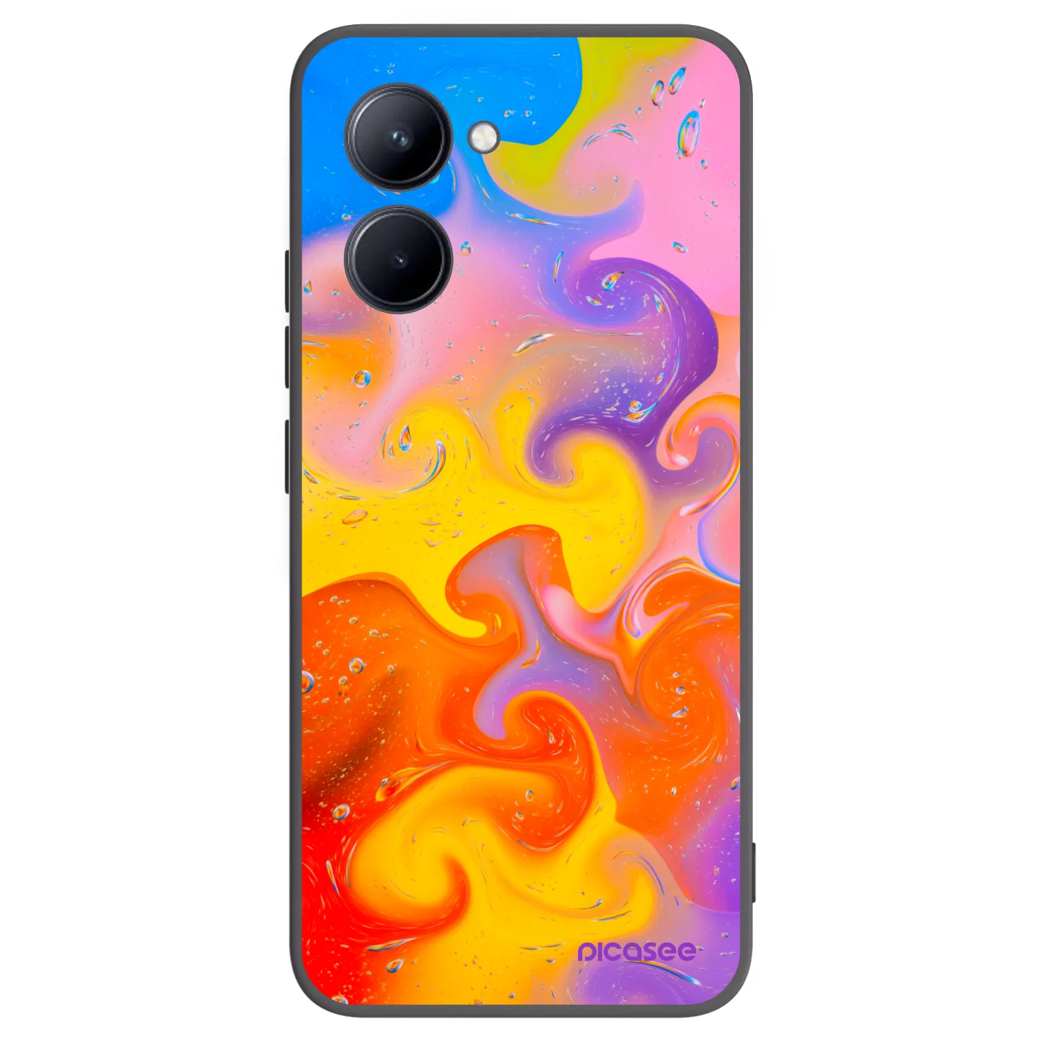 Picasee Μαύρη θήκη σιλικόνης για Realme C33 (2023) - Bubbles