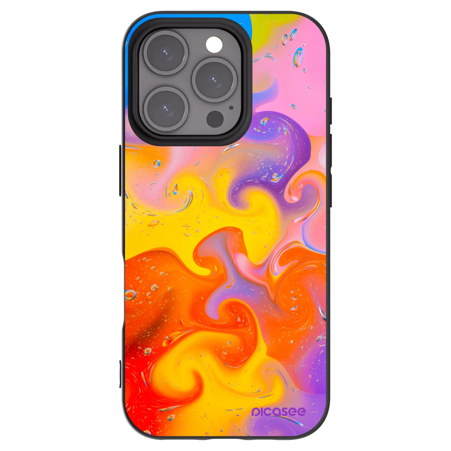 Picasee Μαύρη θήκη σιλικόνης για Apple iPhone 16 Pro - Bubbles