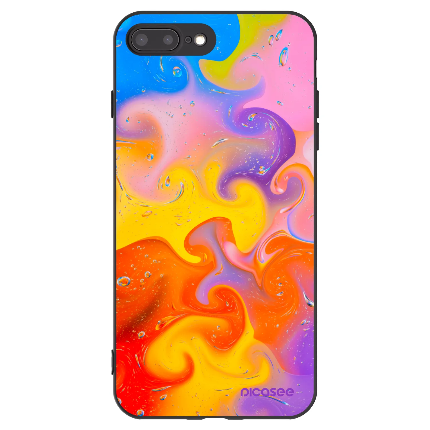 Picasee Μαύρη θήκη σιλικόνης για Apple iPhone 7 Plus - Bubbles