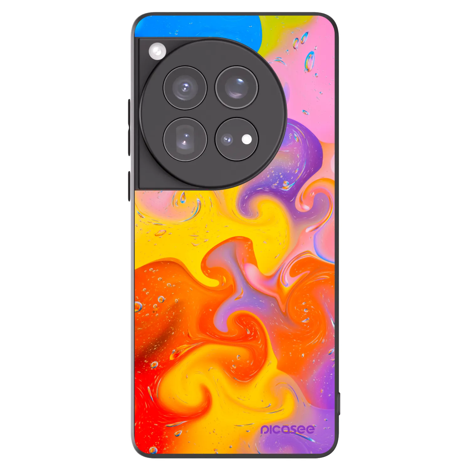 Picasee Μαύρη θήκη σιλικόνης για OnePlus 12 5G - Bubbles