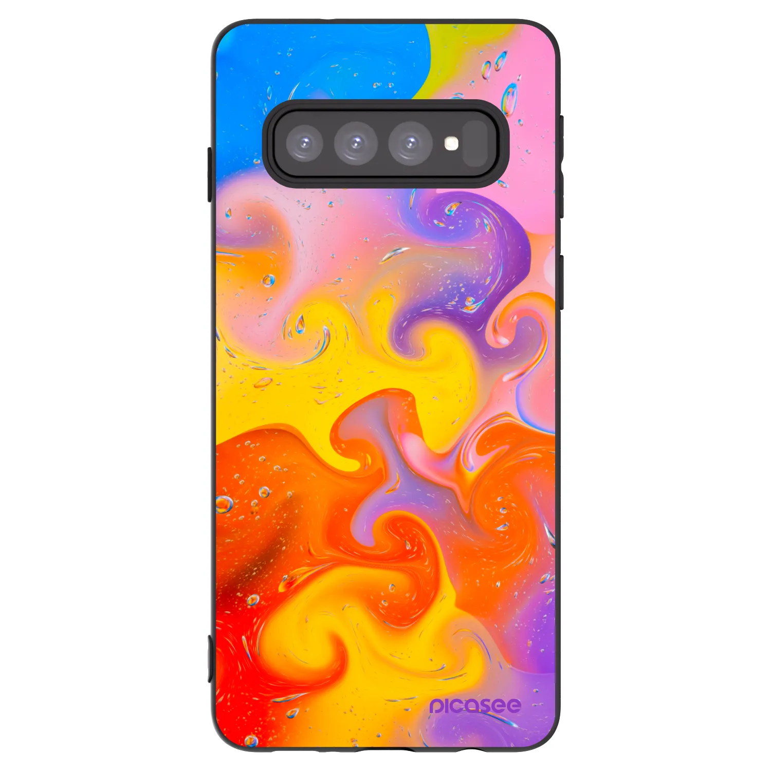 Picasee Μαύρη θήκη σιλικόνης για Samsung Galaxy S10 G973 - Bubbles