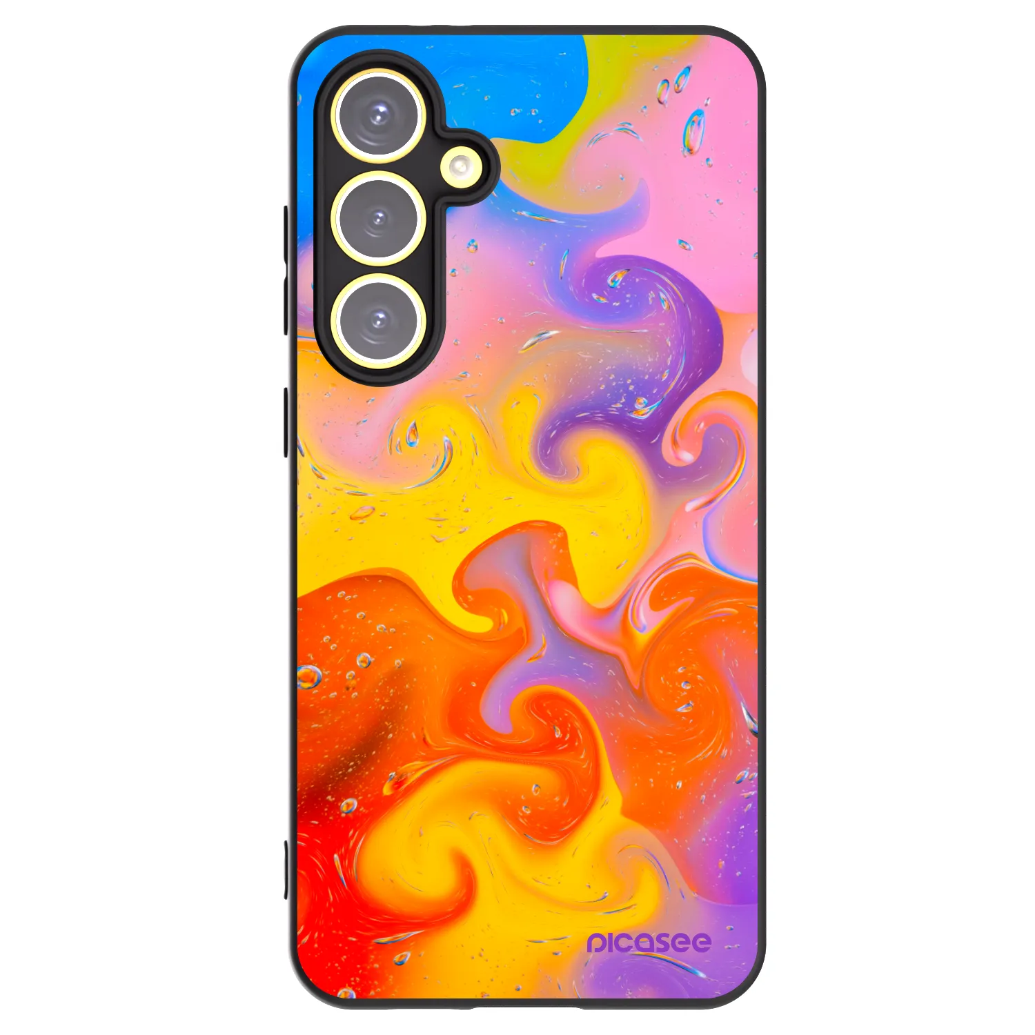 Picasee Μαύρη θήκη σιλικόνης για Samsung Galaxy S24 FE S721B - Bubbles