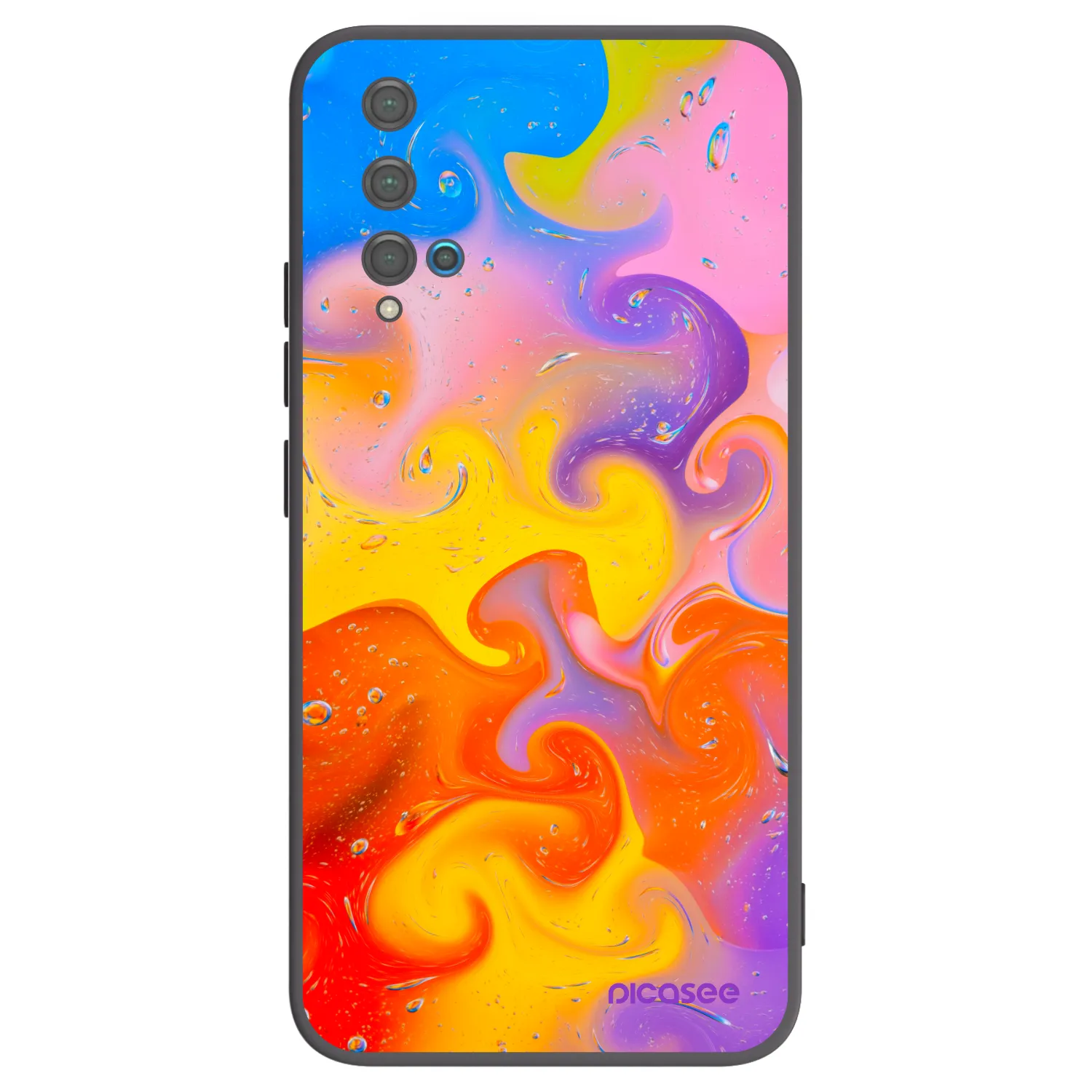 Picasee Μαύρη θήκη σιλικόνης για Huawei Nova 5T - Bubbles