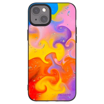 Picasee Μαύρη θήκη σιλικόνης για Apple iPhone 15 Plus - Bubbles