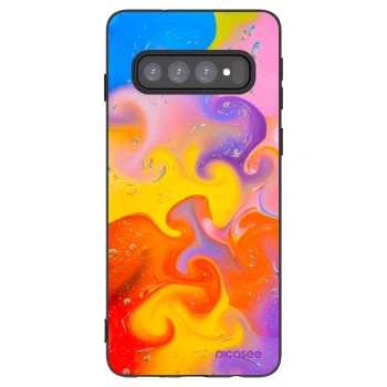 Picasee Μαύρη θήκη σιλικόνης για Samsung Galaxy S10 G973 - Bubbles