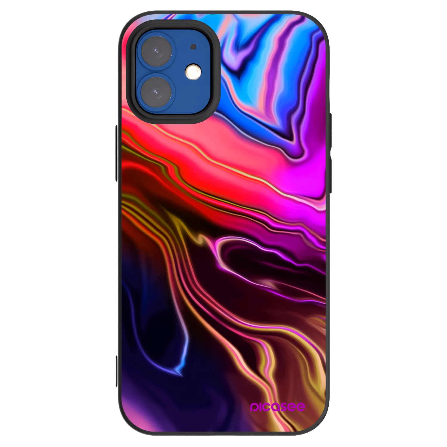 Picasee Μαύρη θήκη σιλικόνης για Apple iPhone 12 mini - Electric