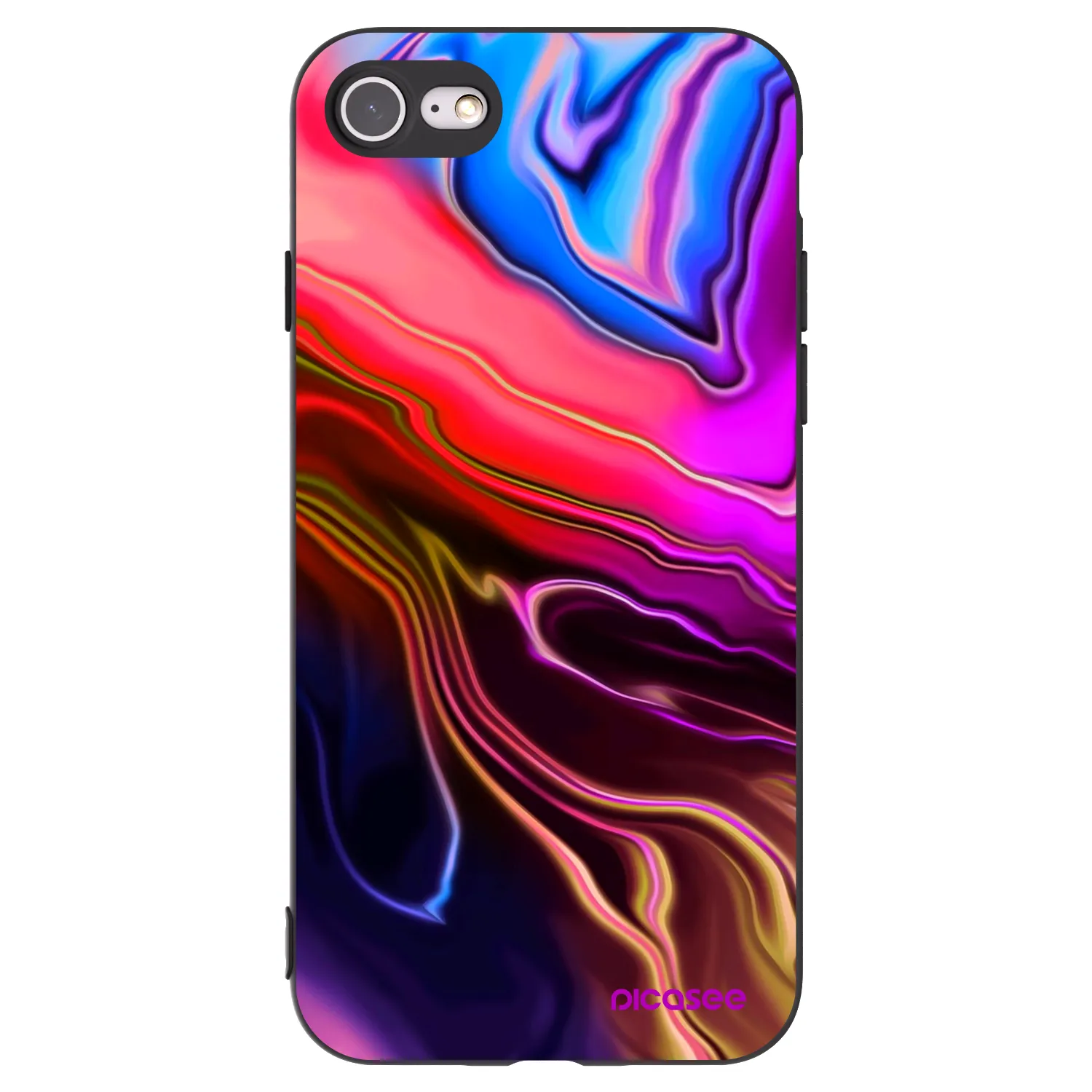 Picasee Μαύρη θήκη σιλικόνης για Apple iPhone 7 - Electric