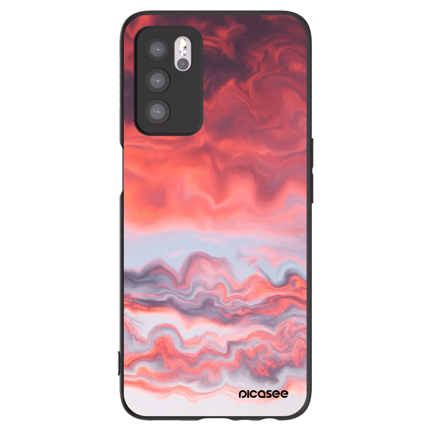 Picasee Μαύρη θήκη σιλικόνης για OPPO A16 - Sunset