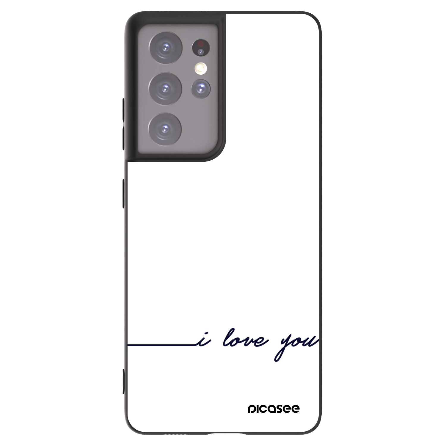 Picasee Μαύρη θήκη σιλικόνης για Samsung Galaxy S21 Ultra 5G G998B - I love you