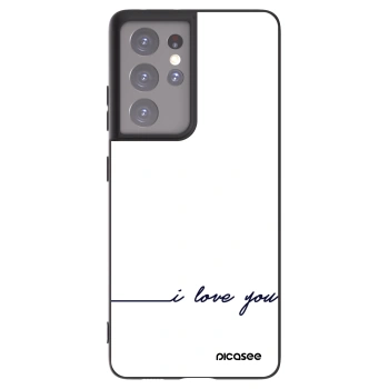 Picasee Μαύρη θήκη σιλικόνης για Samsung Galaxy S21 Ultra 5G G998B - I love you