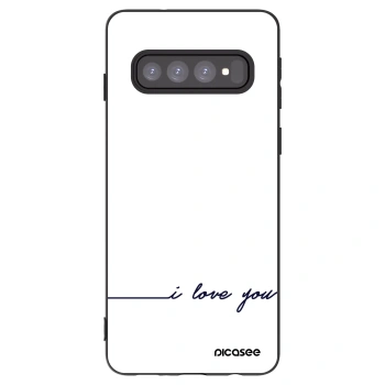 Picasee Μαύρη θήκη σιλικόνης για Samsung Galaxy S10 G973 - I love you