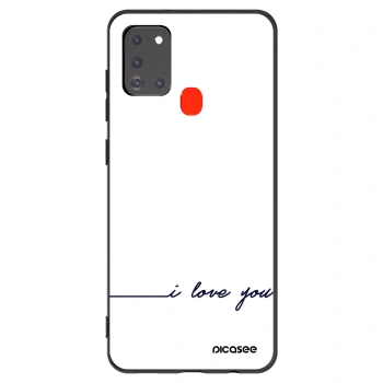 Picasee Μαύρη θήκη σιλικόνης για Samsung Galaxy A21s - I love you