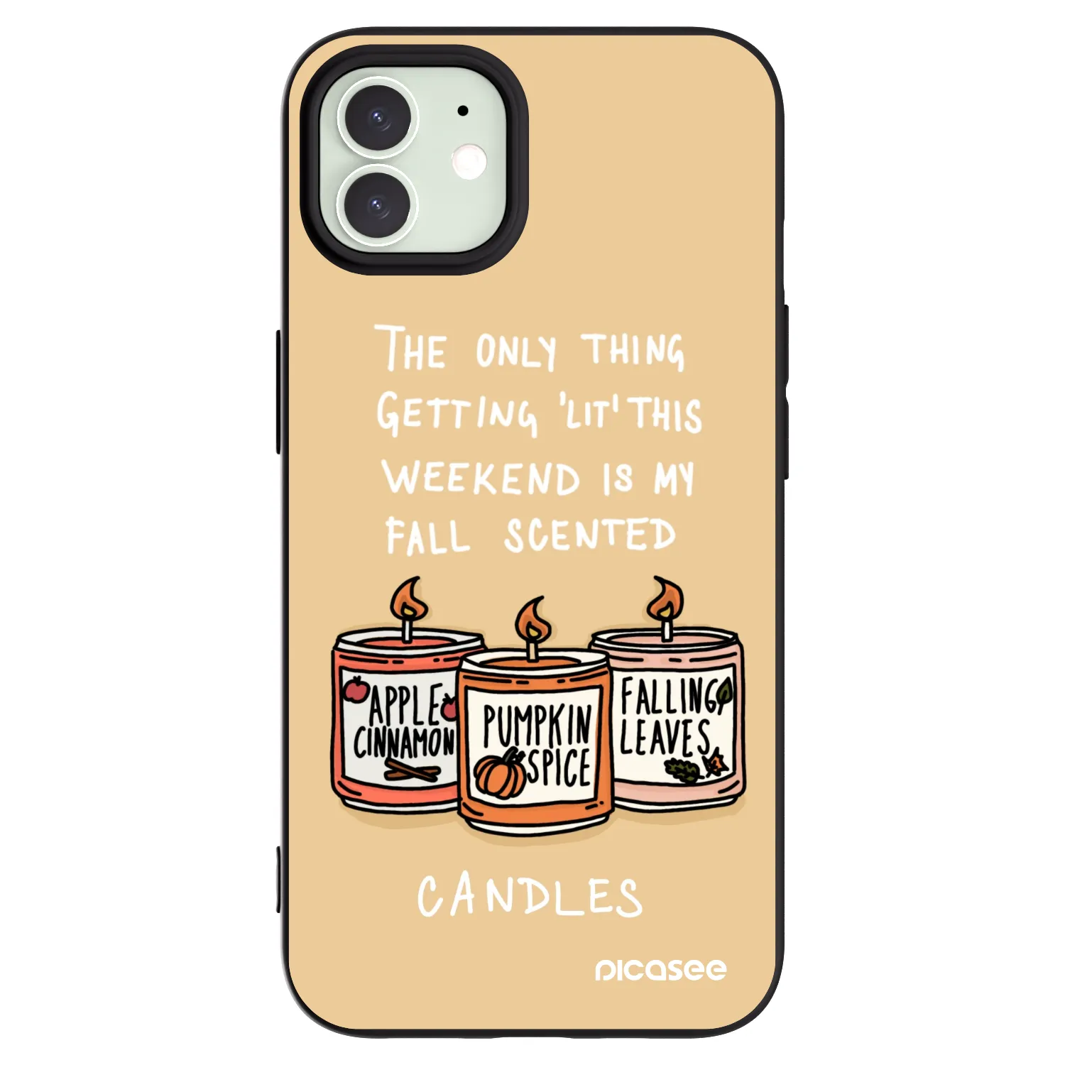 Picasee Μαύρη θήκη σιλικόνης για Apple iPhone 12 - Candles