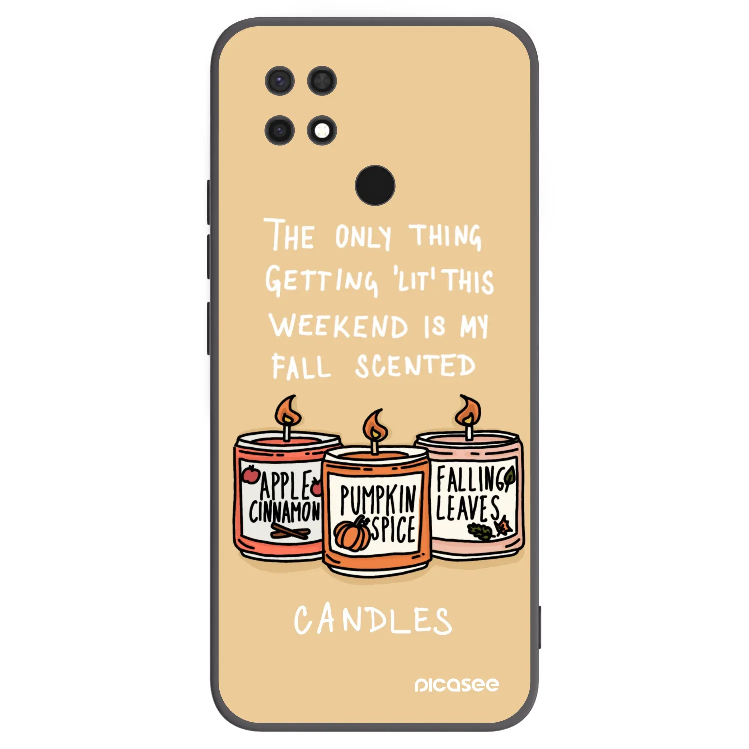 Picasee Μαύρη θήκη σιλικόνης για Xiaomi Redmi 10C - Candles