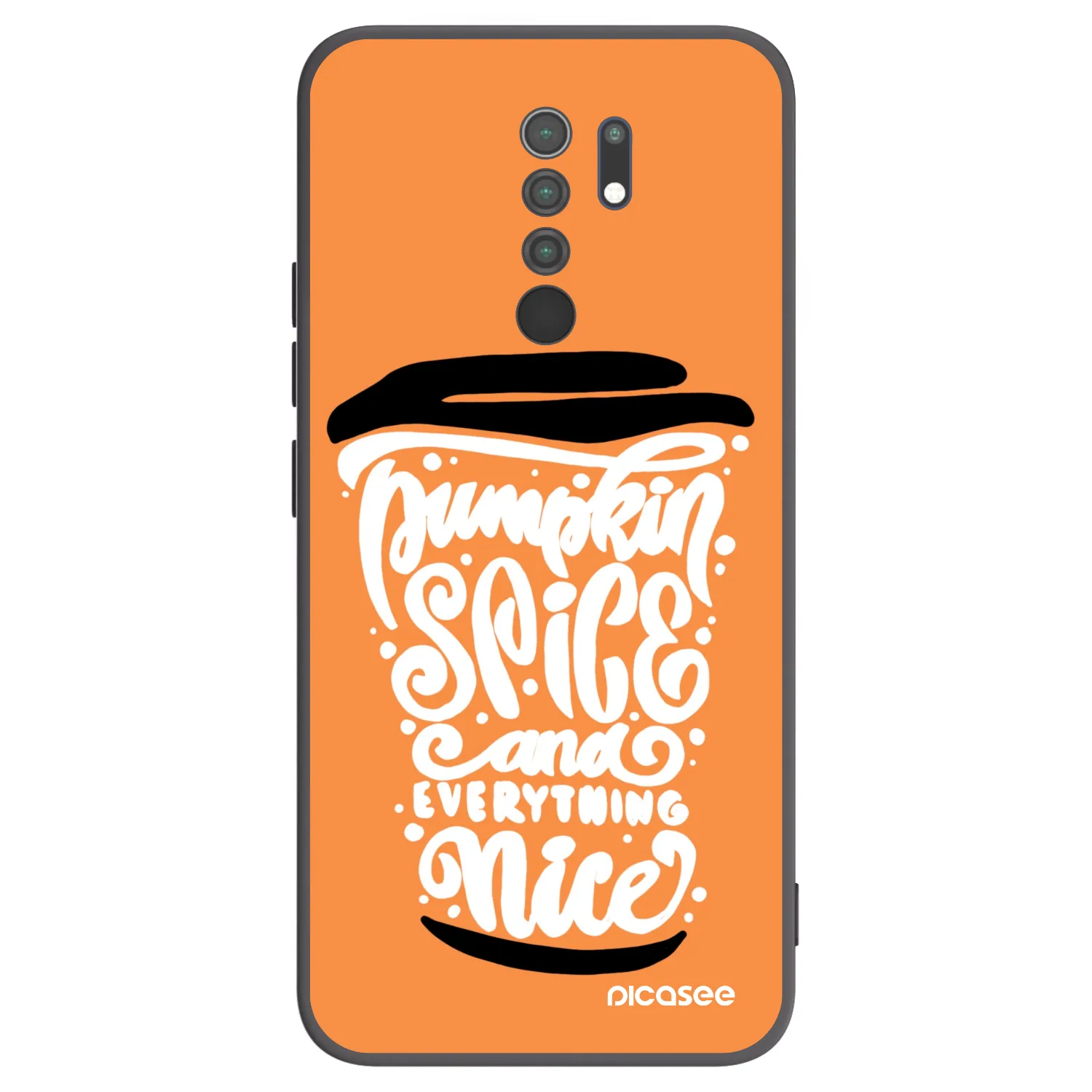 Picasee Μαύρη θήκη σιλικόνης για Xiaomi Redmi 9 - Pumpkin coffee