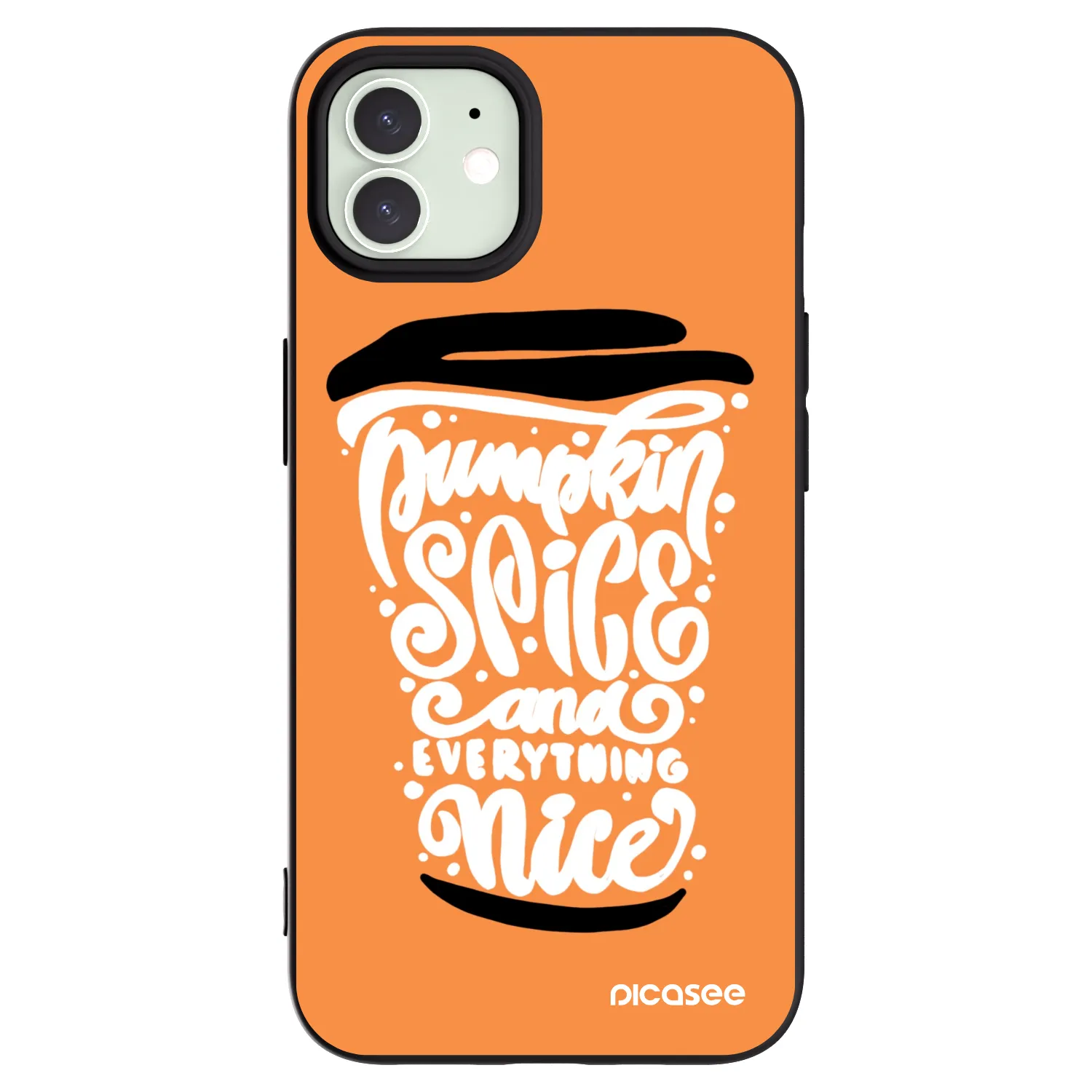 Picasee Μαύρη θήκη σιλικόνης για Apple iPhone 12 - Pumpkin coffee