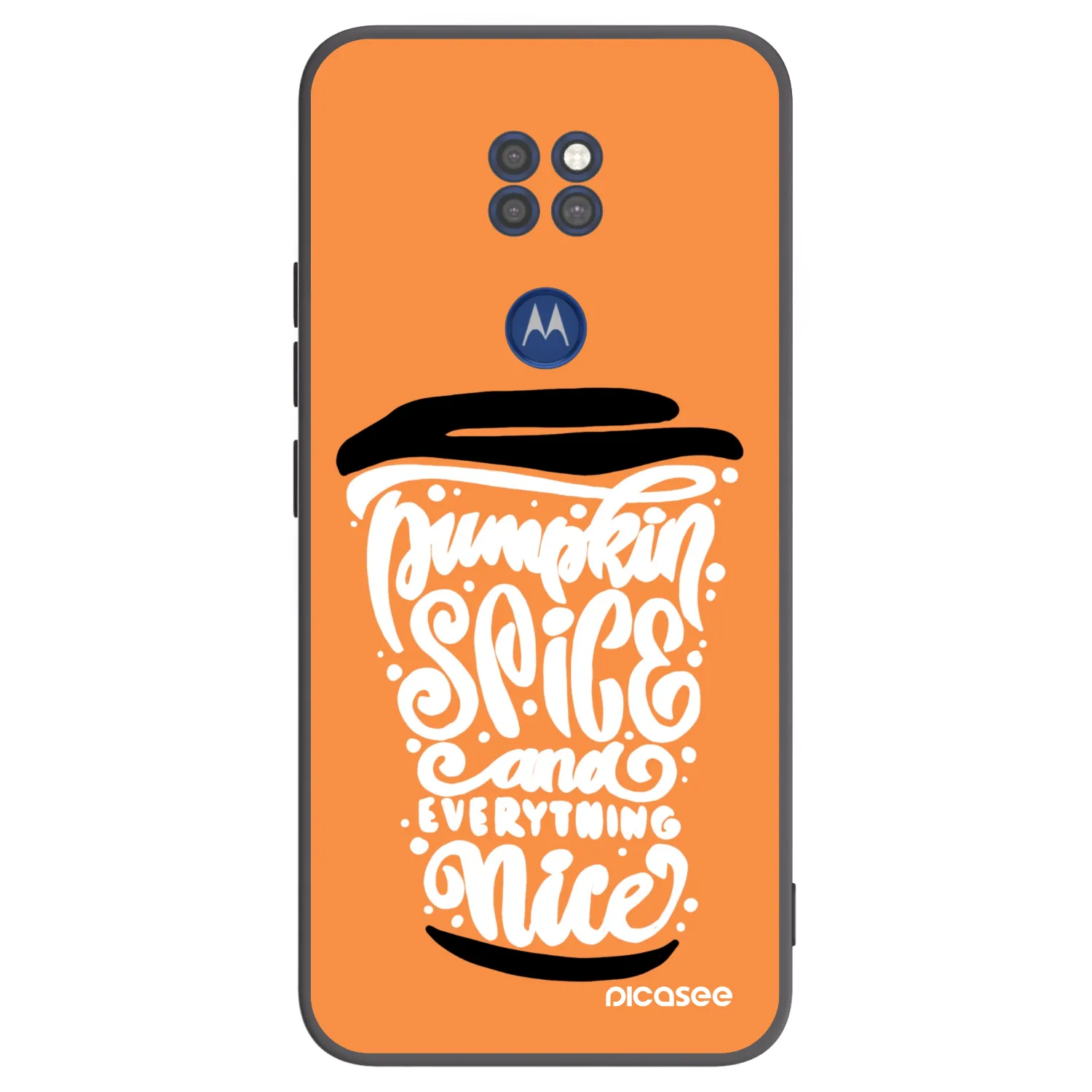 Picasee Μαύρη θήκη σιλικόνης για Motorola Moto G9 Play - Pumpkin coffee