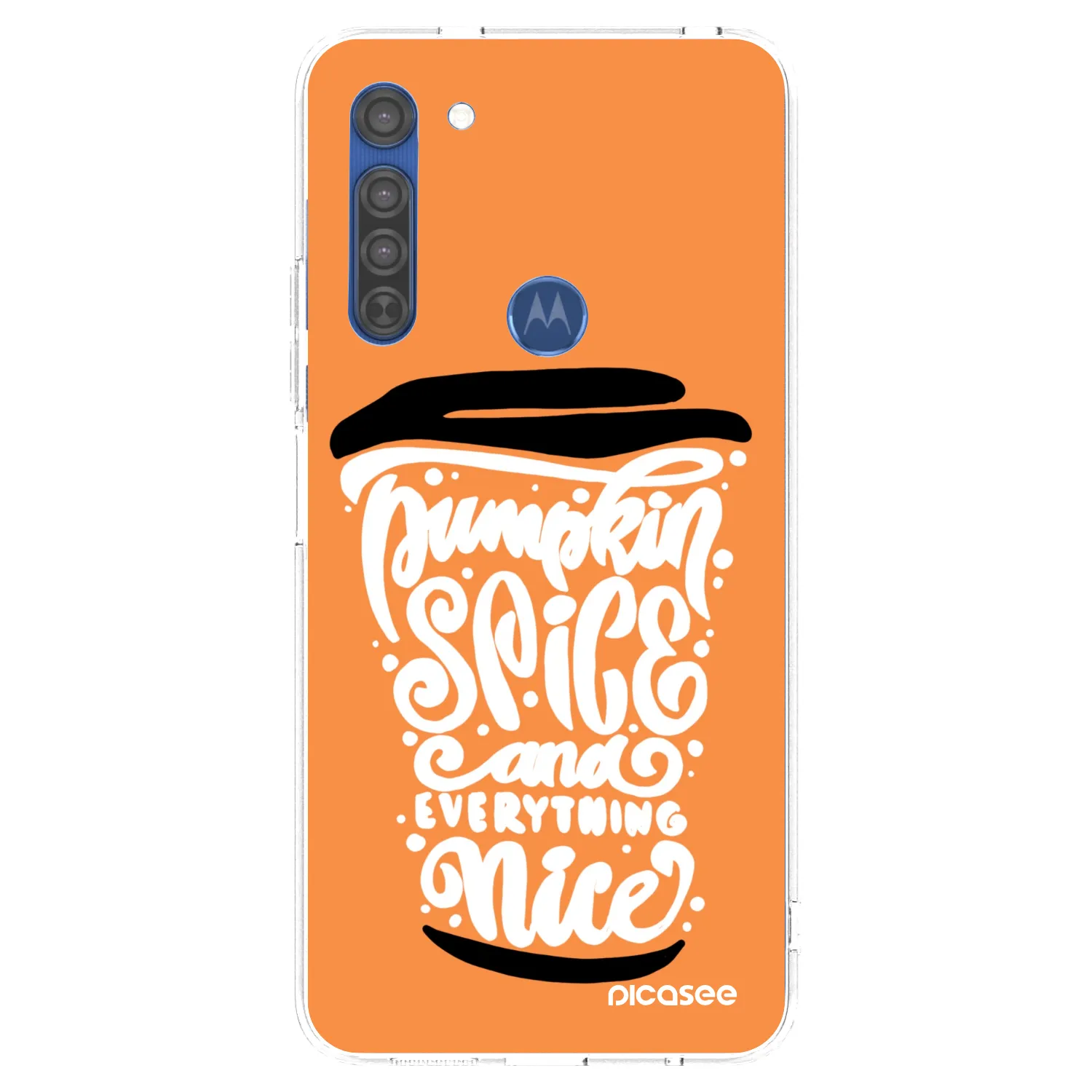 Picasee διαφανής θήκη σιλικόνης Motorola Moto G8 - Pumpkin coffee
