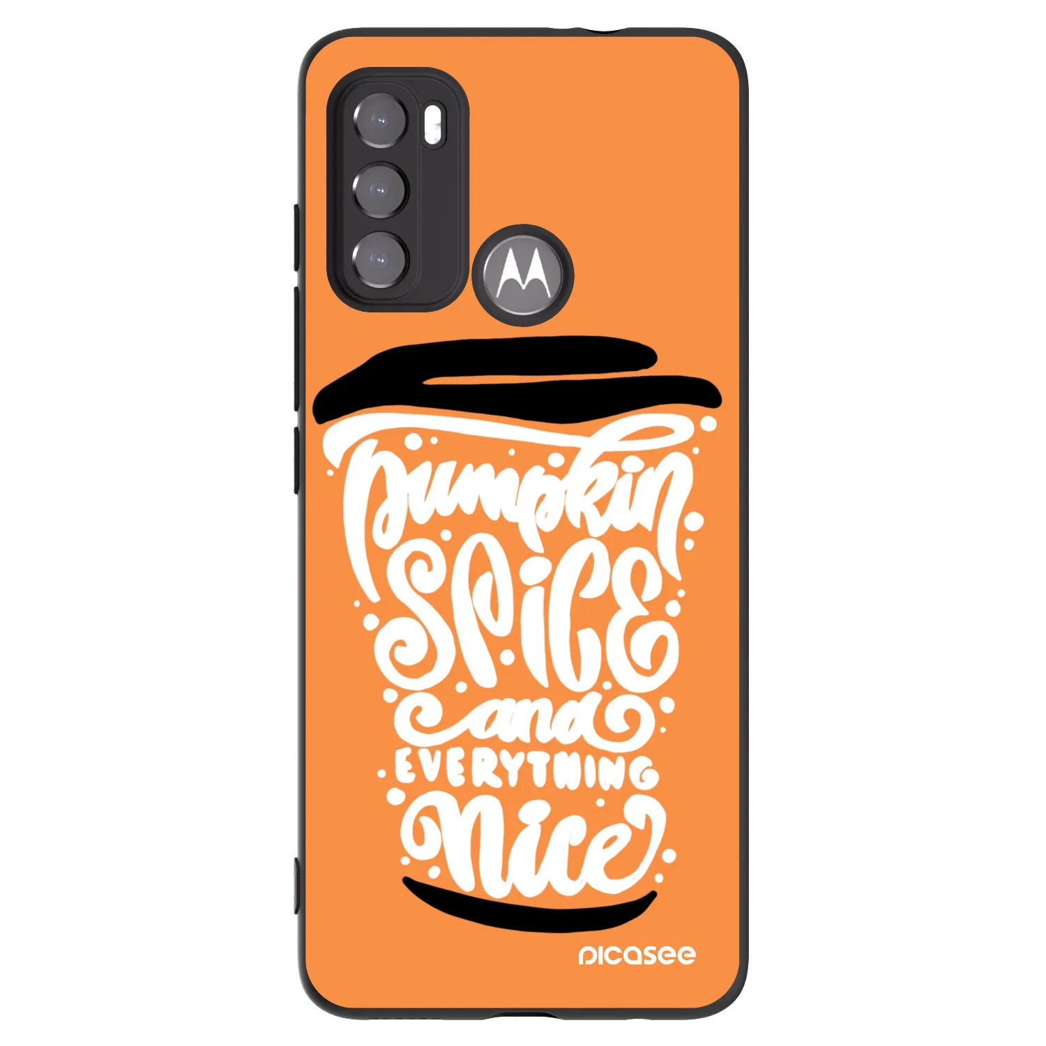 Picasee Μαύρη θήκη σιλικόνης για Motorola Moto G60 - Pumpkin coffee
