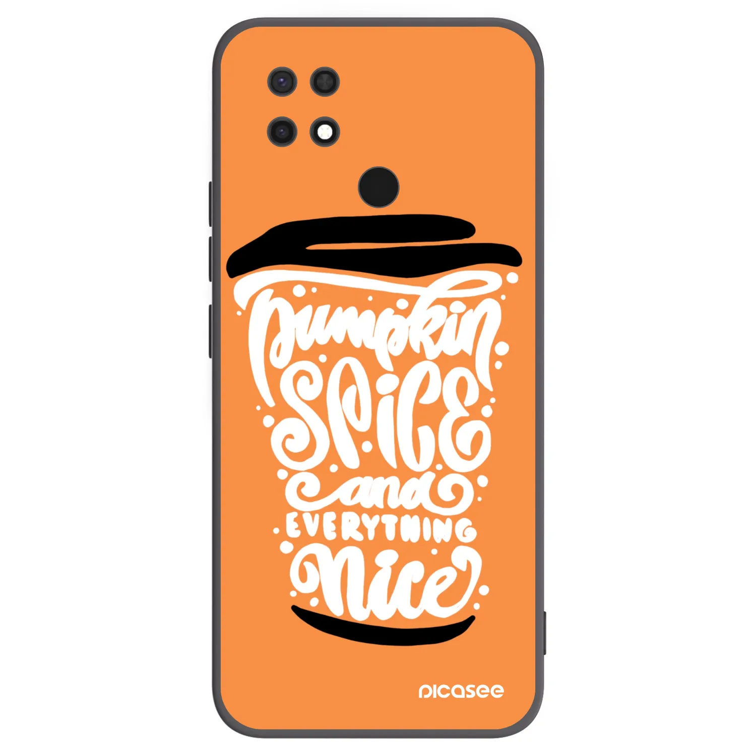 Picasee Μαύρη θήκη σιλικόνης για Xiaomi Redmi 10C - Pumpkin coffee