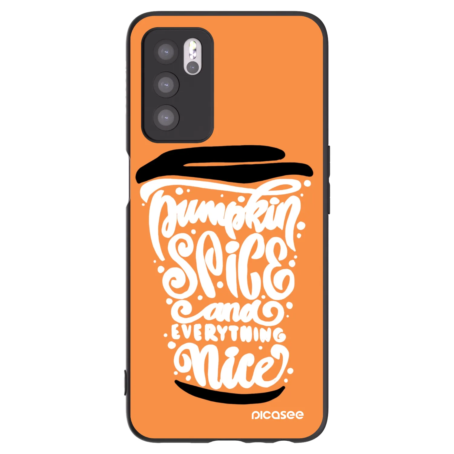Picasee Μαύρη θήκη σιλικόνης για OPPO A16s - Pumpkin coffee