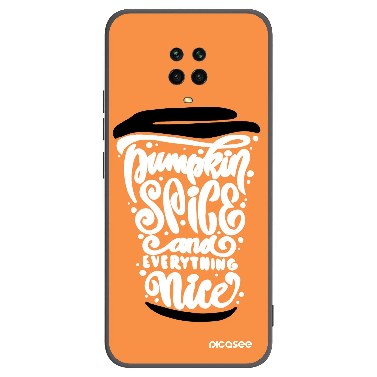 Picasee Μαύρη θήκη σιλικόνης για Xiaomi Redmi Note 9 Pro - Pumpkin coffee