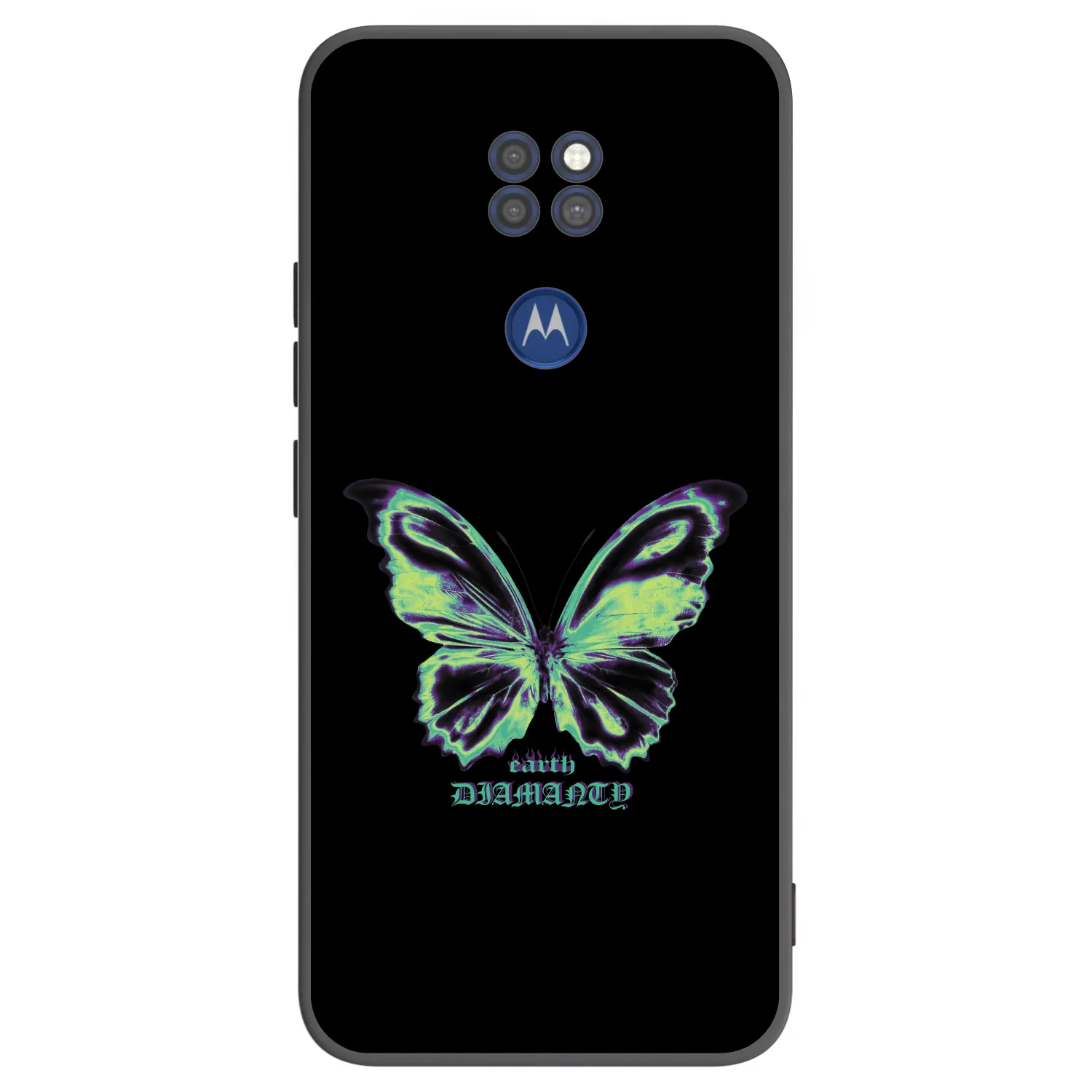 Picasee Μαύρη θήκη σιλικόνης για Motorola Moto G9 Play - Diamanty Blue