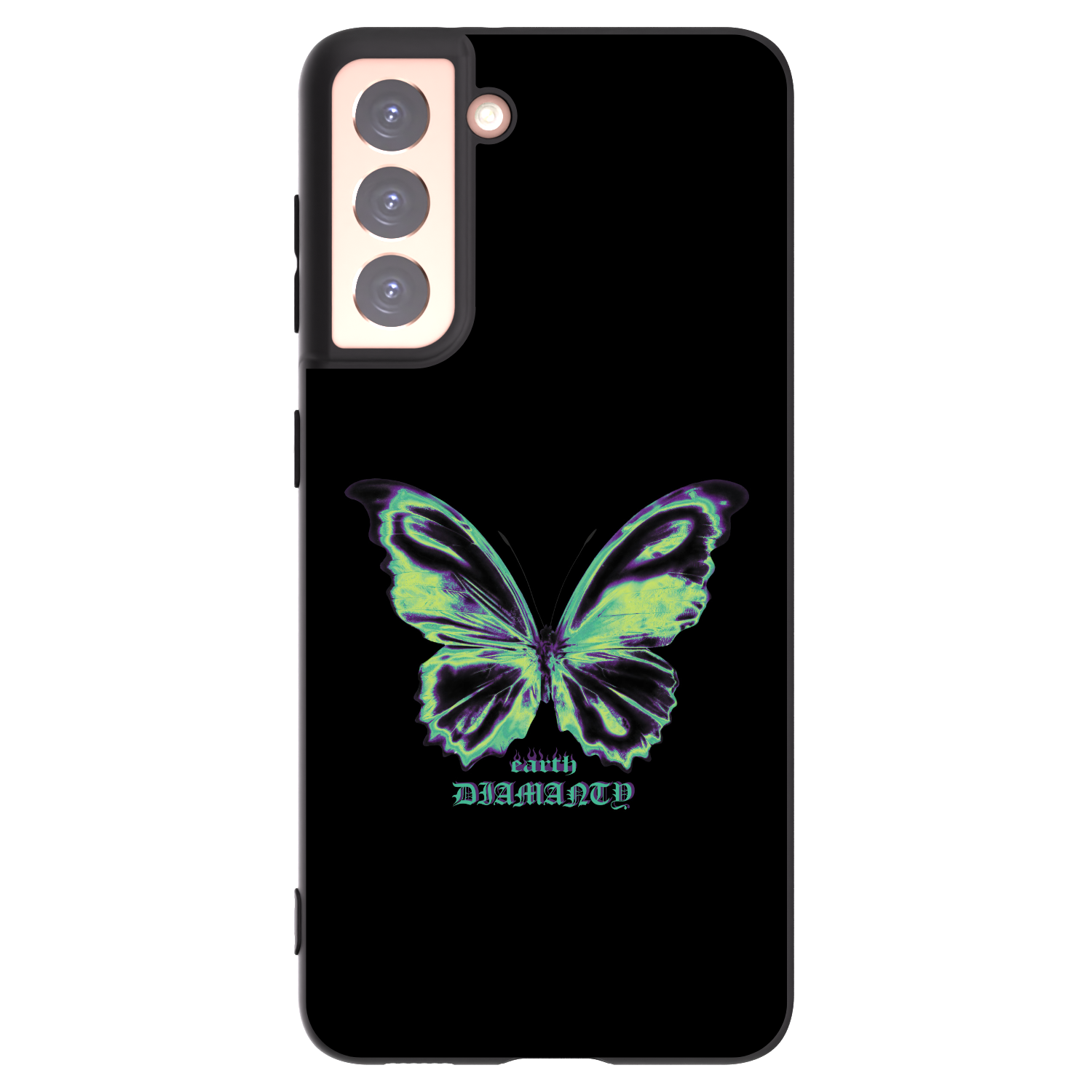 Picasee Μαύρη θήκη σιλικόνης για Samsung Galaxy S21 5G G991B - Diamanty Blue
