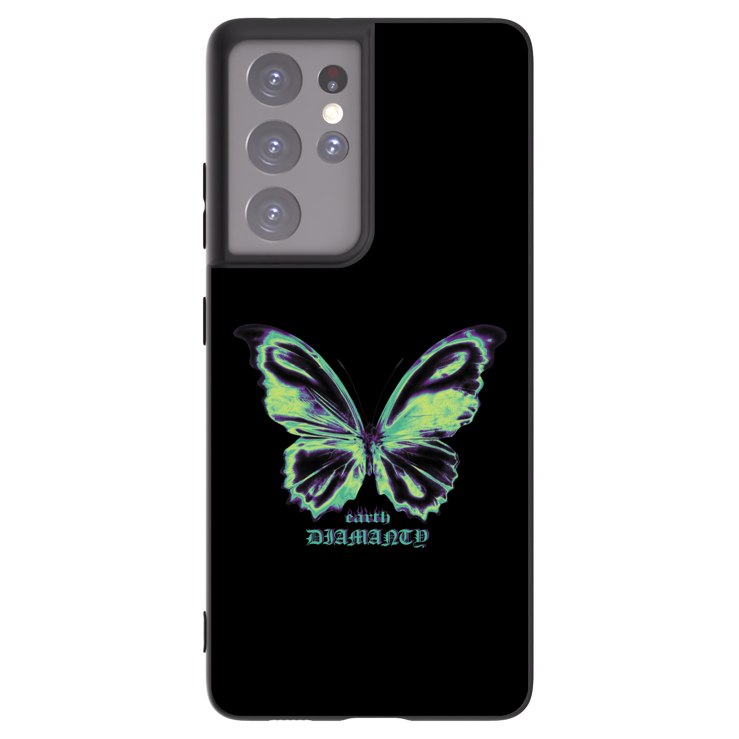Picasee Μαύρη θήκη σιλικόνης για Samsung Galaxy S21 Ultra 5G G998B - Diamanty Blue