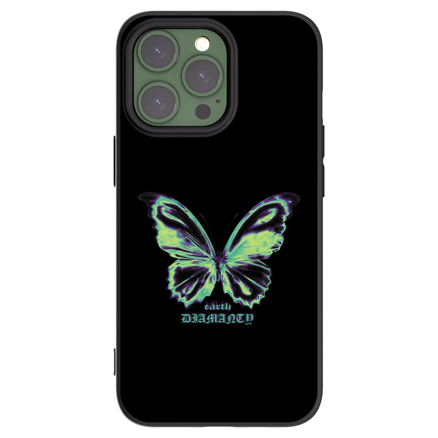 Picasee Μαύρη θήκη σιλικόνης για Apple iPhone 13 Pro - Diamanty Blue