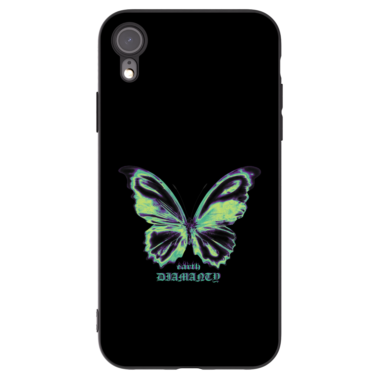 Picasee Μαύρη θήκη σιλικόνης για Apple iPhone XR - Diamanty Blue