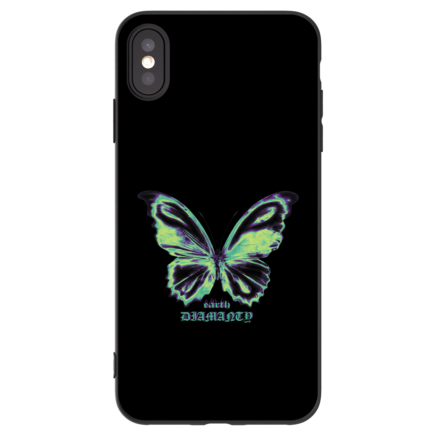 Picasee Μαύρη θήκη σιλικόνης για Apple iPhone XS Max - Diamanty Blue
