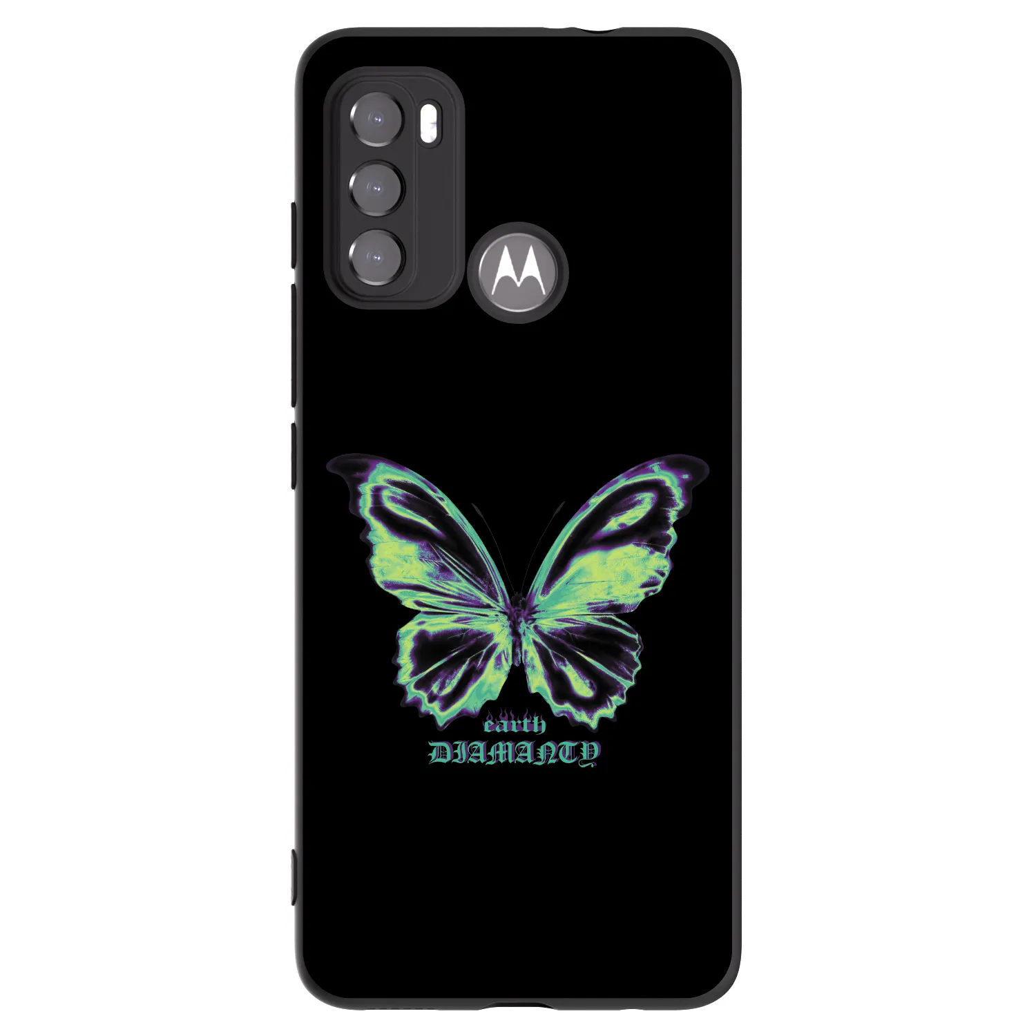 Picasee Μαύρη θήκη σιλικόνης για Motorola Moto G60 - Diamanty Blue