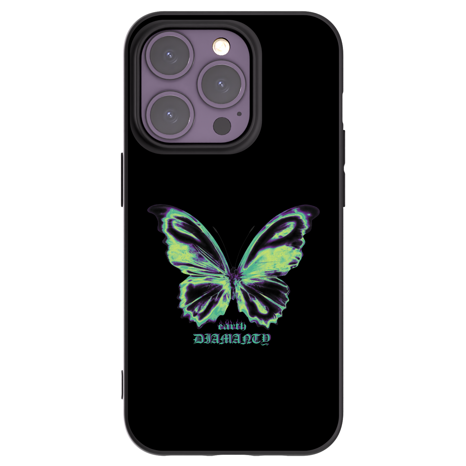 Picasee Μαύρη θήκη σιλικόνης για Apple iPhone 14 Pro - Diamanty Blue