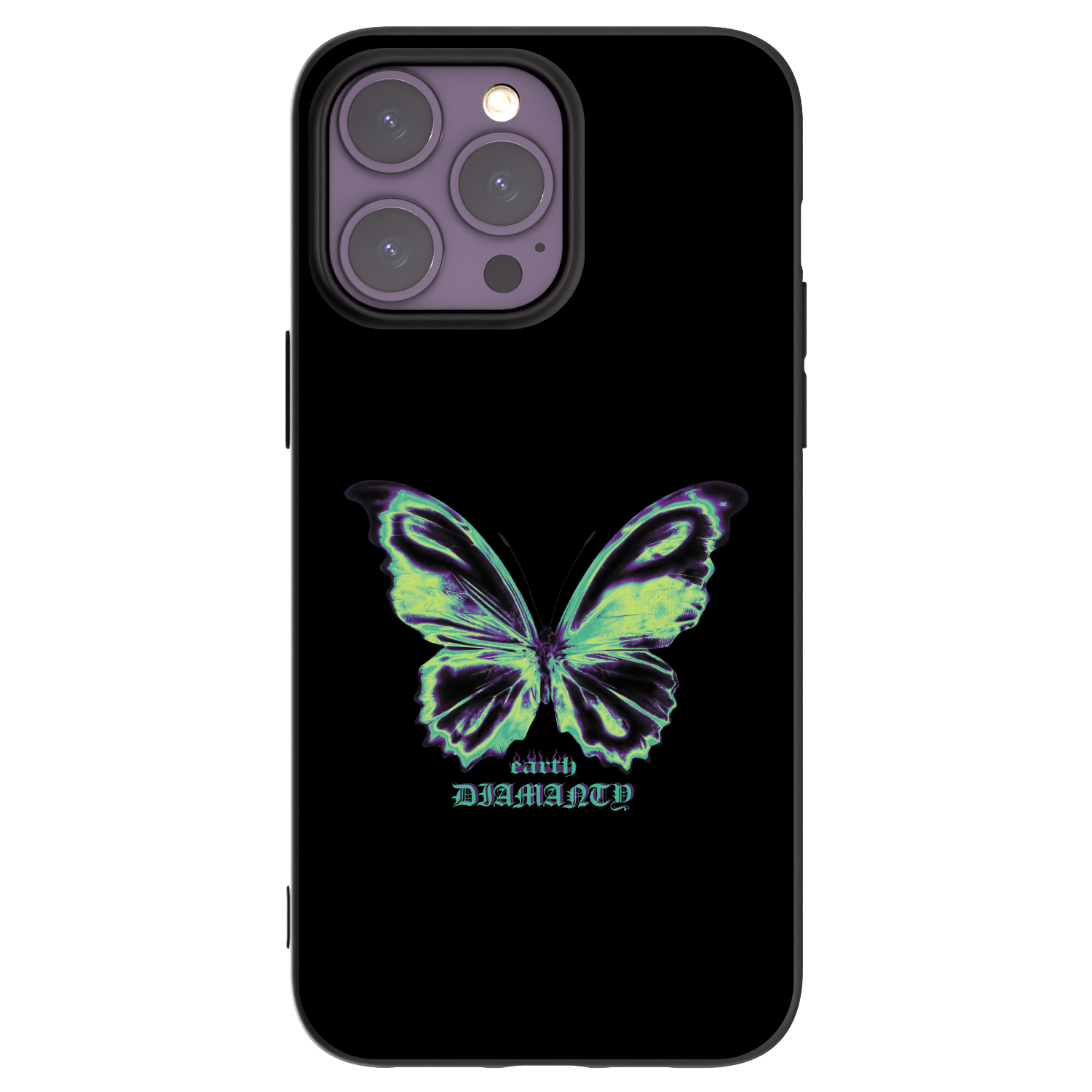 Picasee Μαύρη θήκη σιλικόνης για Apple iPhone 14 Pro Max - Diamanty Blue