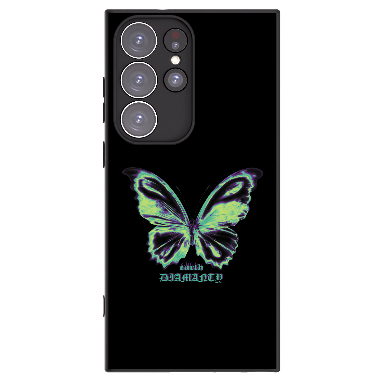 Picasee Μαύρη θήκη σιλικόνης για Samsung Galaxy S23 Ultra 5G - Diamanty Blue
