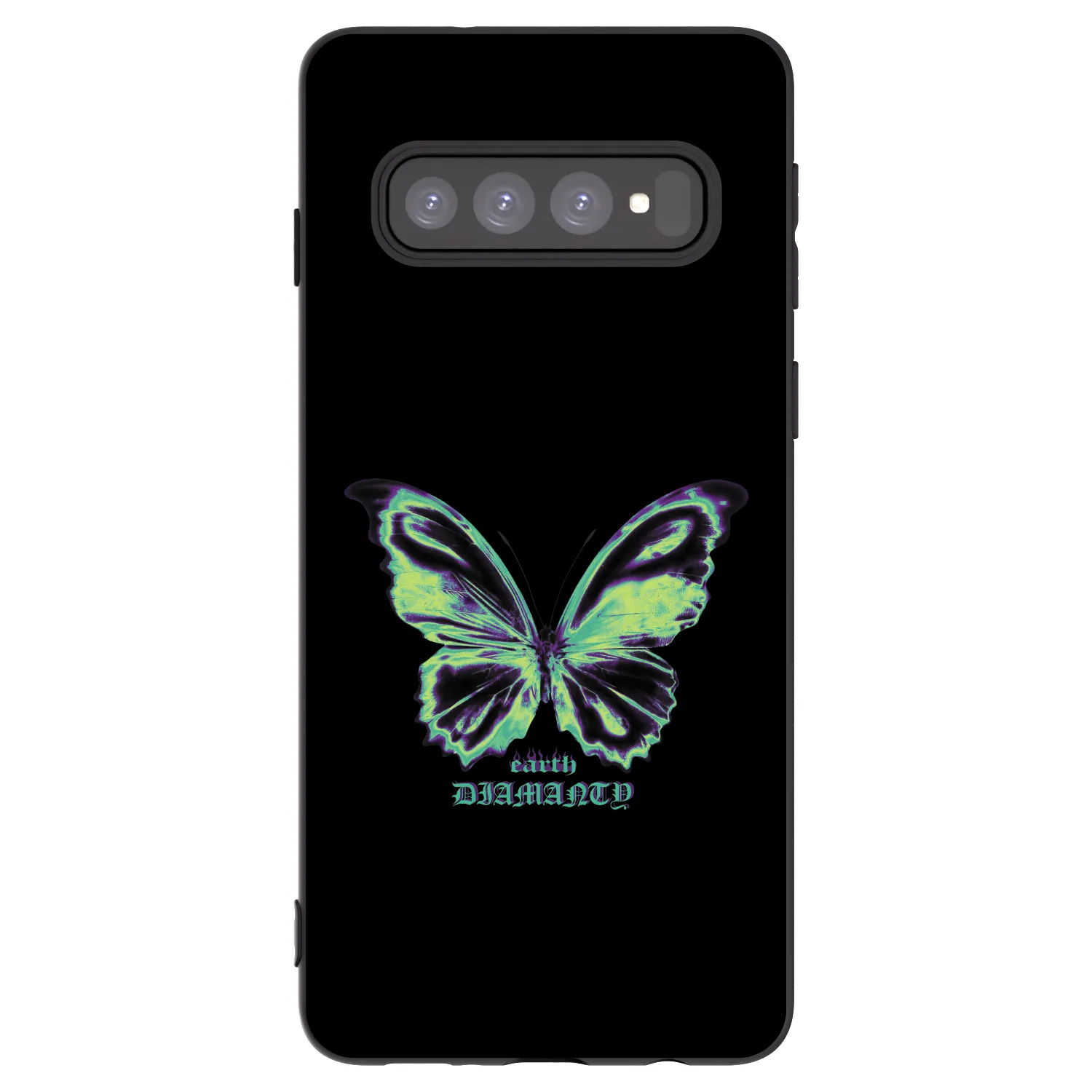 Picasee Μαύρη θήκη σιλικόνης για Samsung Galaxy S10 G973 - Diamanty Blue