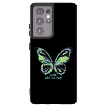 Picasee Μαύρη θήκη σιλικόνης για Samsung Galaxy S21 Ultra 5G G998B - Diamanty Blue