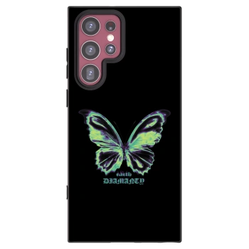 Picasee Μαύρη θήκη σιλικόνης για Samsung Galaxy S22 Ultra 5G - Diamanty Blue