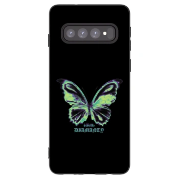 Picasee Μαύρη θήκη σιλικόνης για Samsung Galaxy S10 G973 - Diamanty Blue
