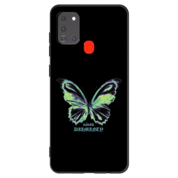 Picasee Μαύρη θήκη σιλικόνης για Samsung Galaxy A21s - Diamanty Blue