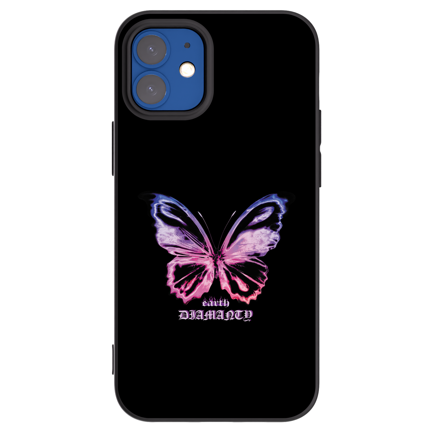 Picasee Μαύρη θήκη σιλικόνης για Apple iPhone 12 mini - Diamanty Purple