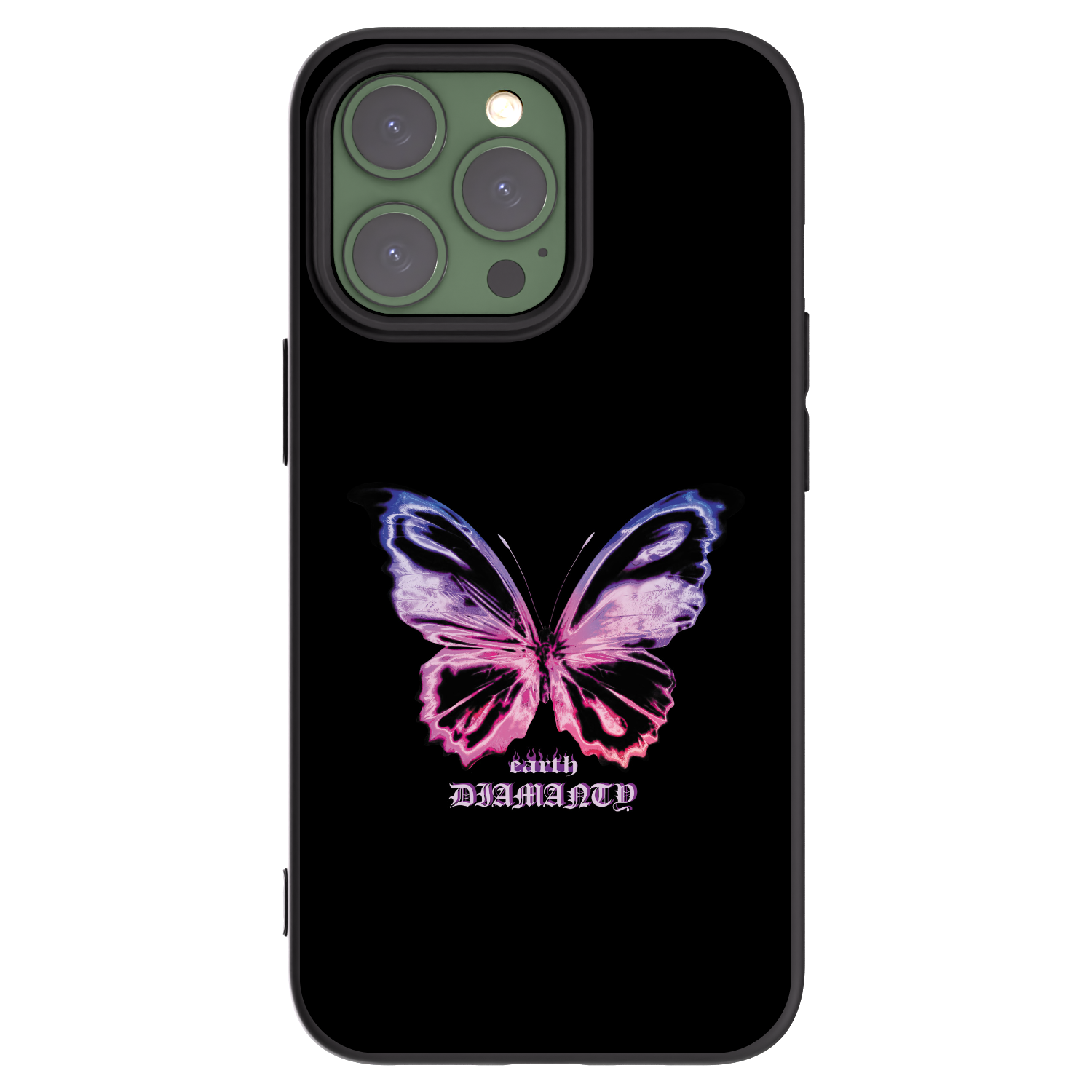 Picasee Μαύρη θήκη σιλικόνης για Apple iPhone 13 Pro - Diamanty Purple